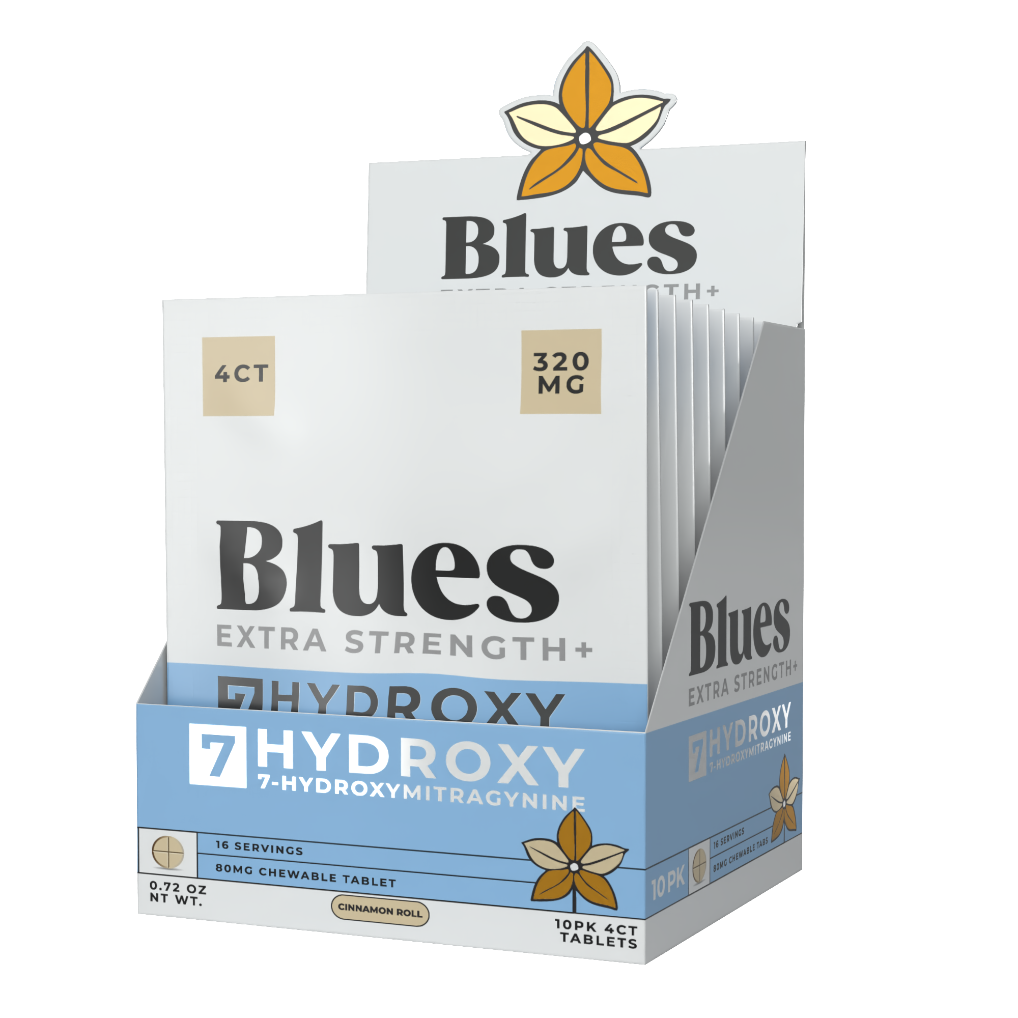 Blues 80mg 4ct Bag Cinnamon Roll Display (3200mg Total)